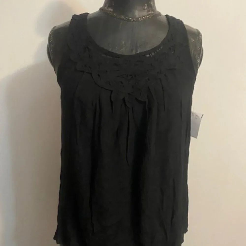 Knox Rose Black Lace Bodice sleeveless top, size XS